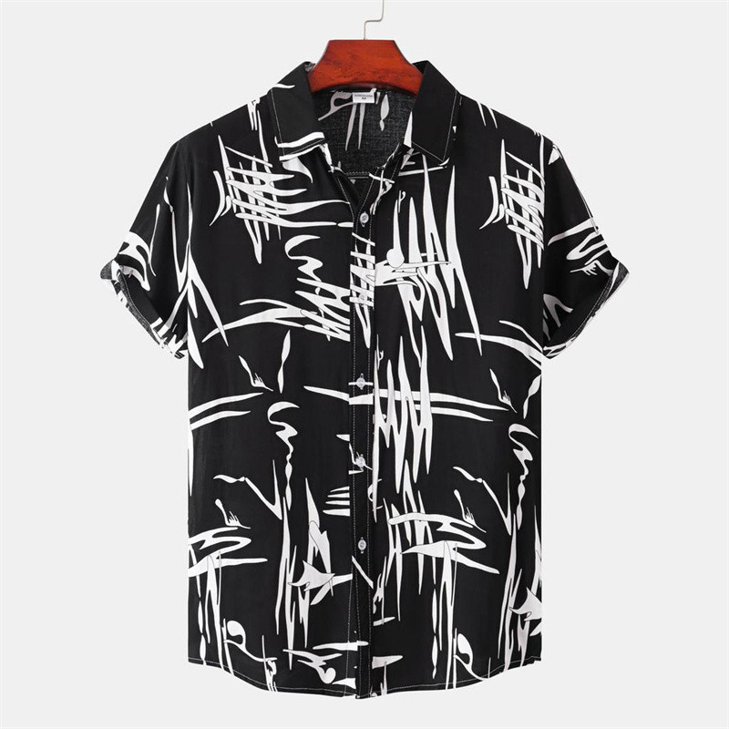 เสื้อเชิ้ตฮาวาย แขนสั้น พิมพ์ลาย 3 มิติ ทรงหลวม ระบายอากาศ เหมาะกับเดินชายหาด แฟชั่นฤดูร้อน สไตล์ฮาวาย สําหรับผู้ชาย
