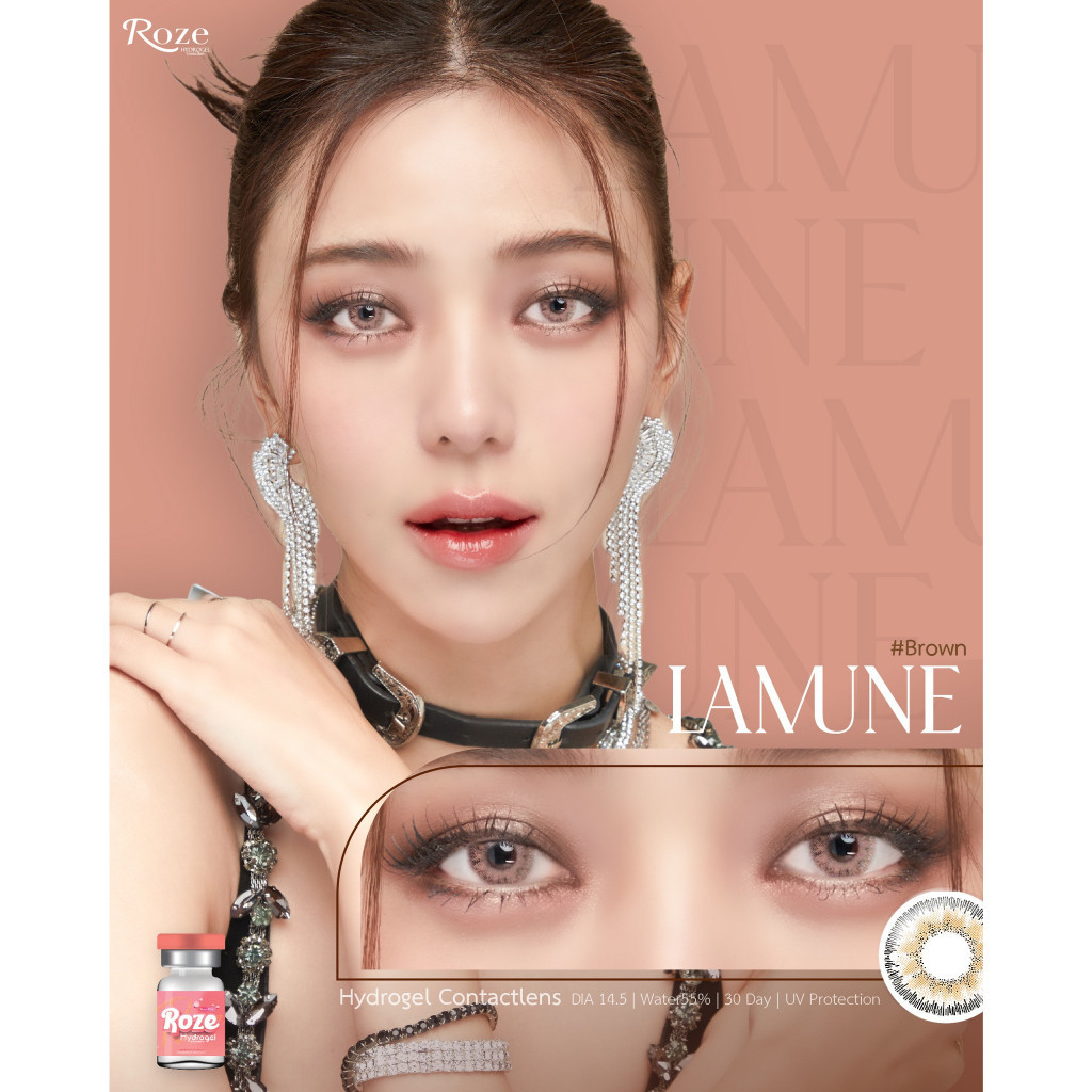 คอนแทคเลนส์ Hydrogel - ขนาดมินิ Lamune (Rozelens) สี : Brown / Gray