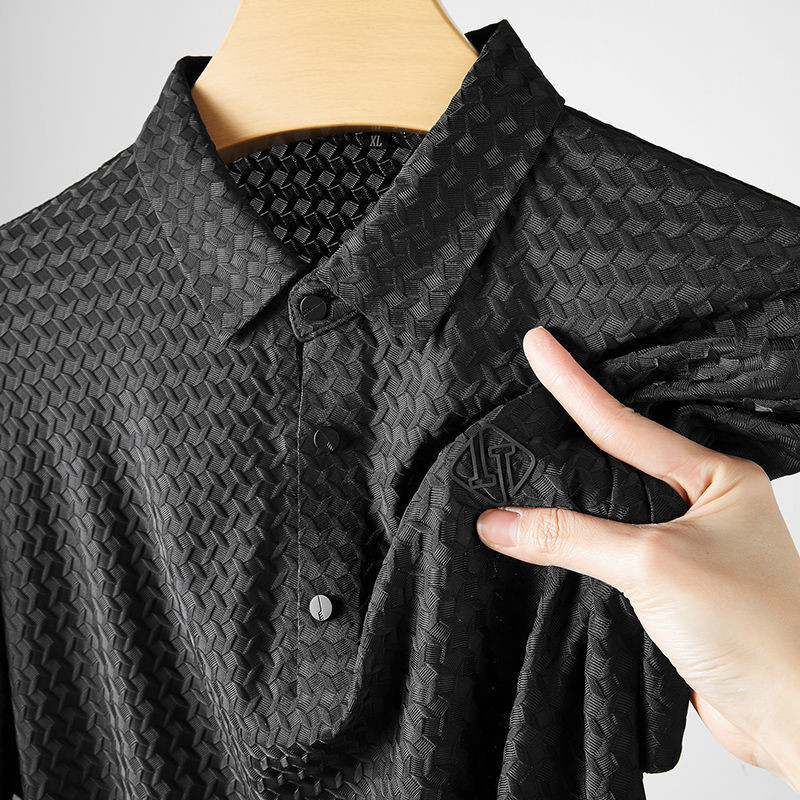 เสื้อโปโล ผ้าเรยอน สีพื้น สไตล์นักธุรกิจ สําหรับผู้ชาย