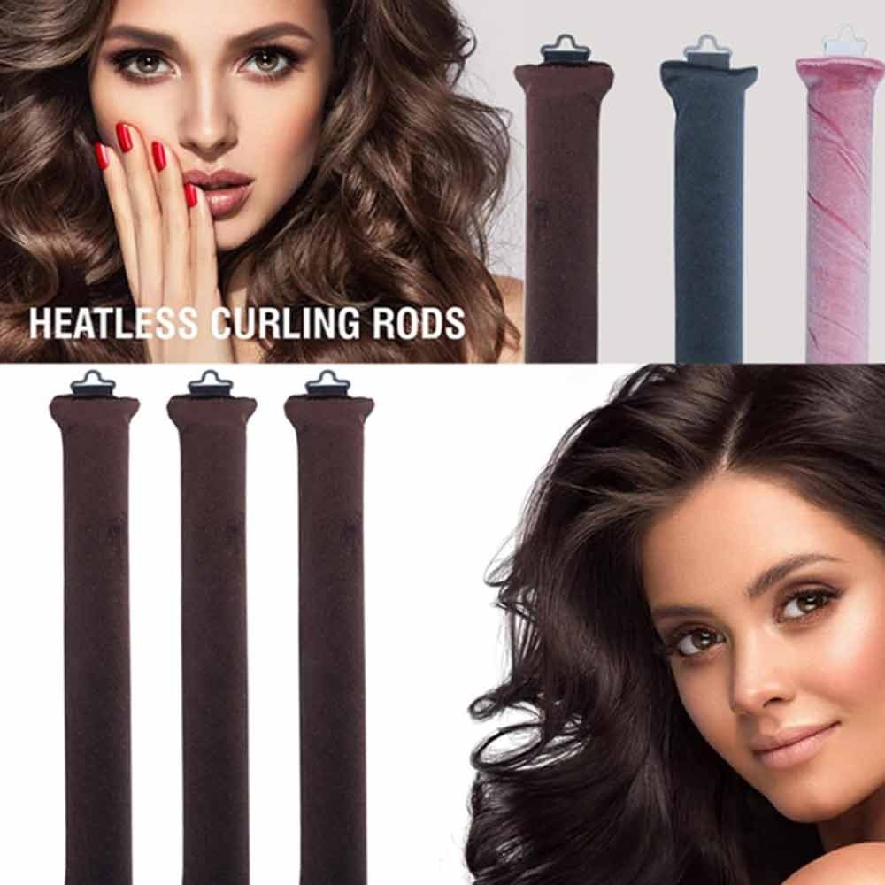 Heatless Hair Curler, Flexi Rods with Hook Overnight Heatless Curls Blowout Rod