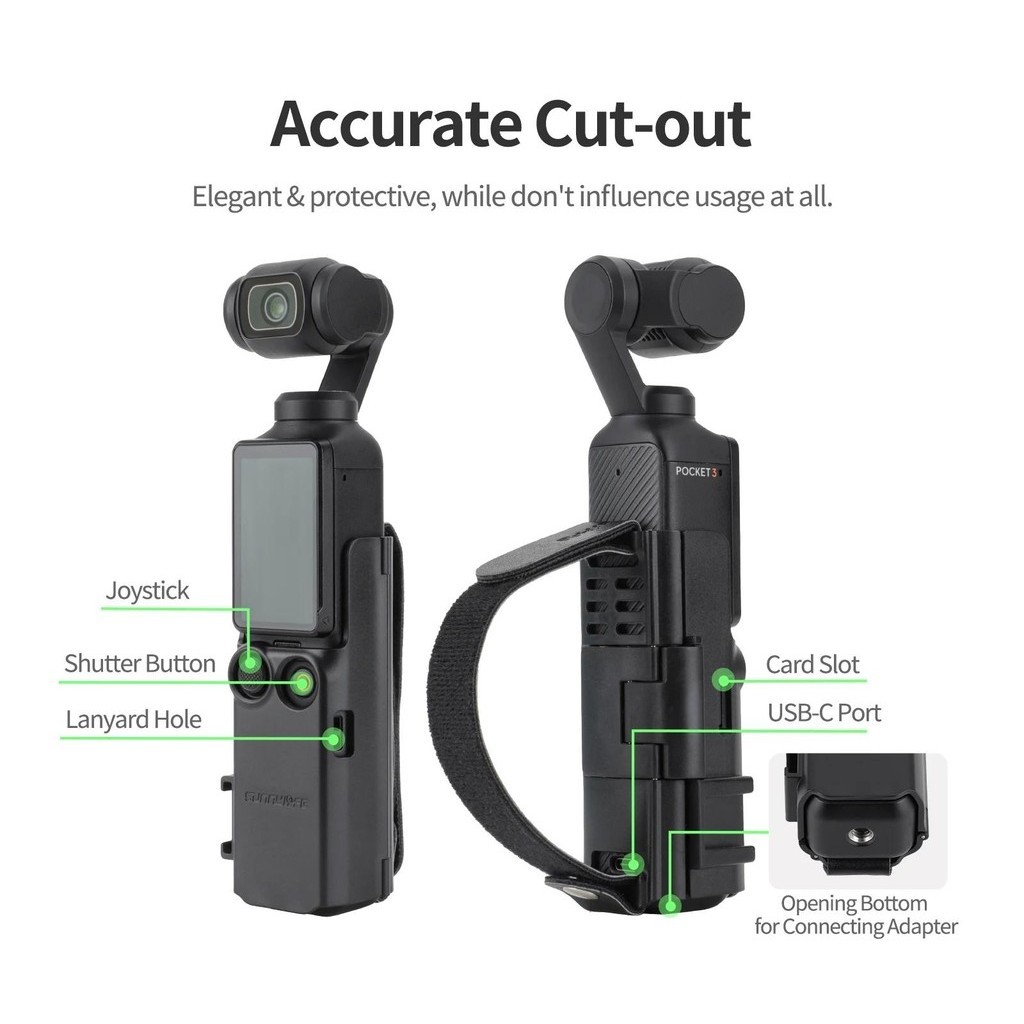 กรอบแฮนด์ขยายสําหรับ DJI Pocket 3 เคสป้องกัน Lanyard Expansio ฝาครอบมือจับสําหรับ Pocket3