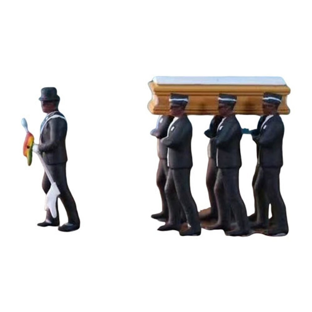 Hotyin1#PVC Black Man Lift The Coffins Garage Kit Collection Figure For Halloween Gift