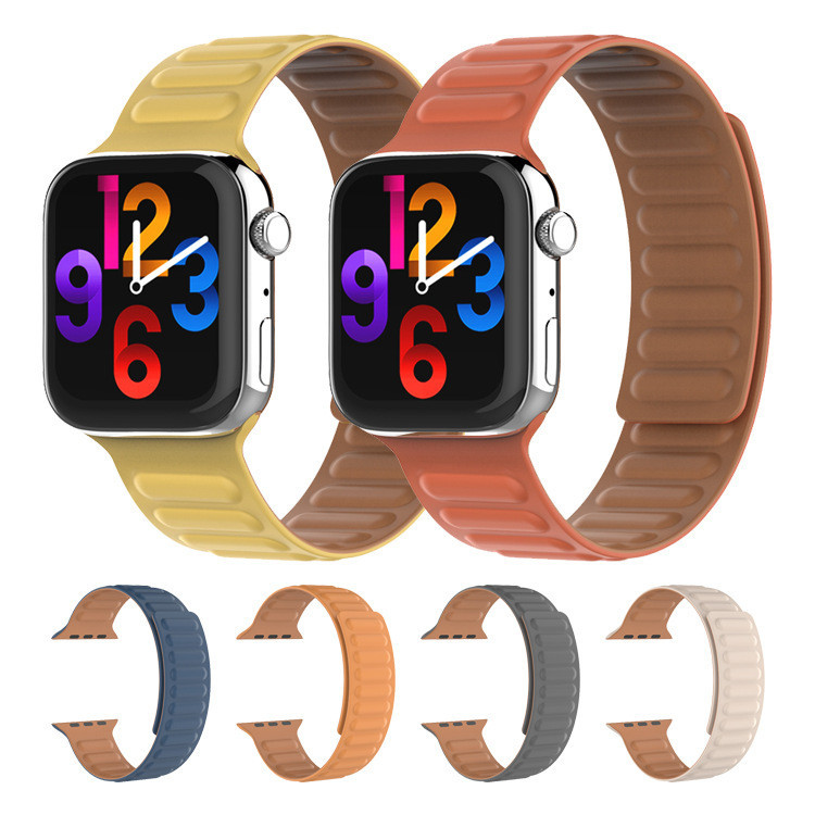 สายนาฬิกาข้อมือ ซิลิโคน ลูกฟูก แม่เหล็ก สําหรับ Apple Watch Applewatchs 8