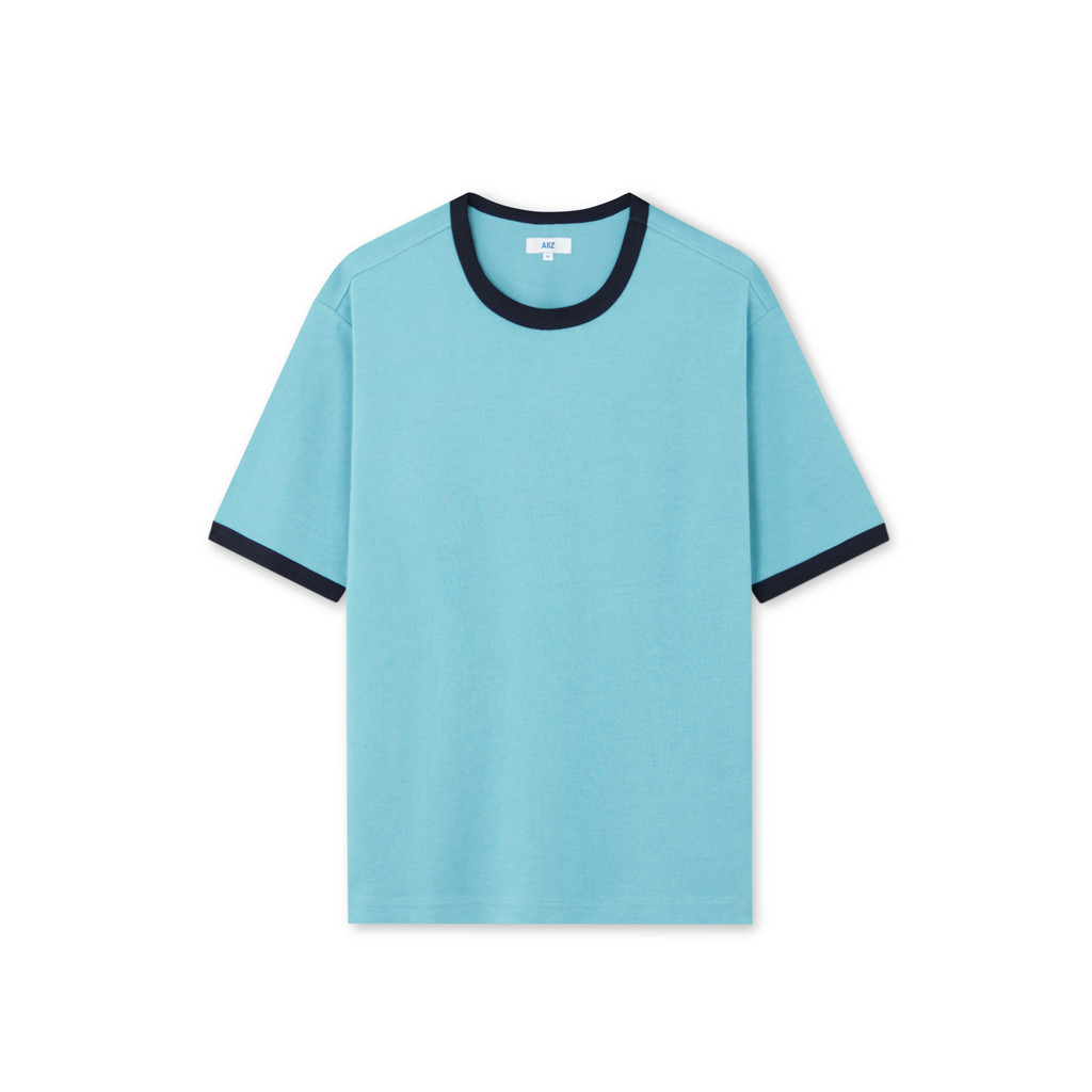 AIIZ (เอ ทู แซด) - เสื้อยืดผู้ชายทรงหลวม ขอบคอแขนสีต่าง