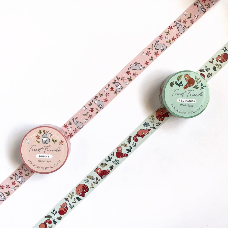 ชุดเทป Washi Papercranes Forest Friends ภาพประกอบ | ตกแต่งวารสารสมุดภาพBojoเทปเครื่องเขียนสัตว์SG