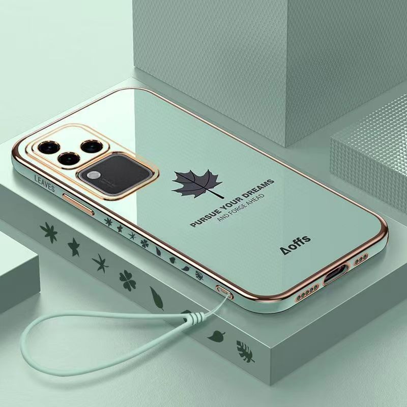 เคส Vivo V30 V29 5G V29E V25 V25E V23 5G V23E 5G V30 Pro Y17s ขอบตรง ใบเมเปิ้ล เคสโทรศัพท์ FY