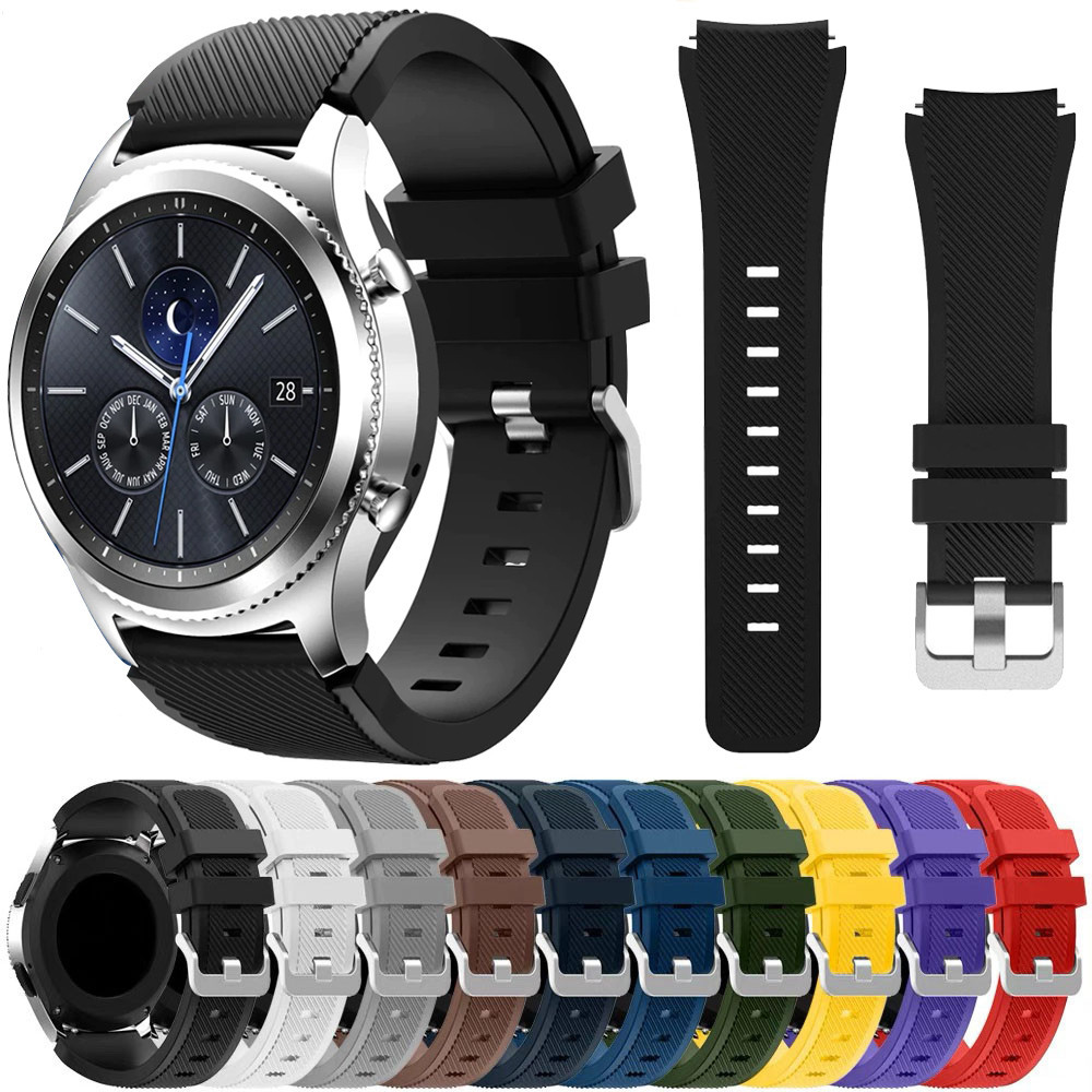 สายนาฬิกาข้อมือซิลิโคน 22 มม. 20 มม. สําหรับ Samsung Galaxy watch 3 45 มม. huawei watch GT2 46 มม. Gear S3 Amazfit GTR 47 มม.
