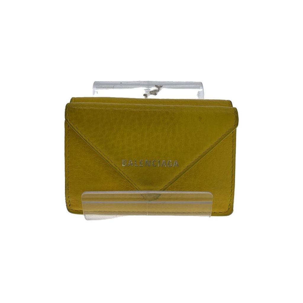 Balenciaga กระเป๋าสตางค์หนัง พับได้ สีเหลือง ส่งตรงจากญี่ปุ่น มือสอง
