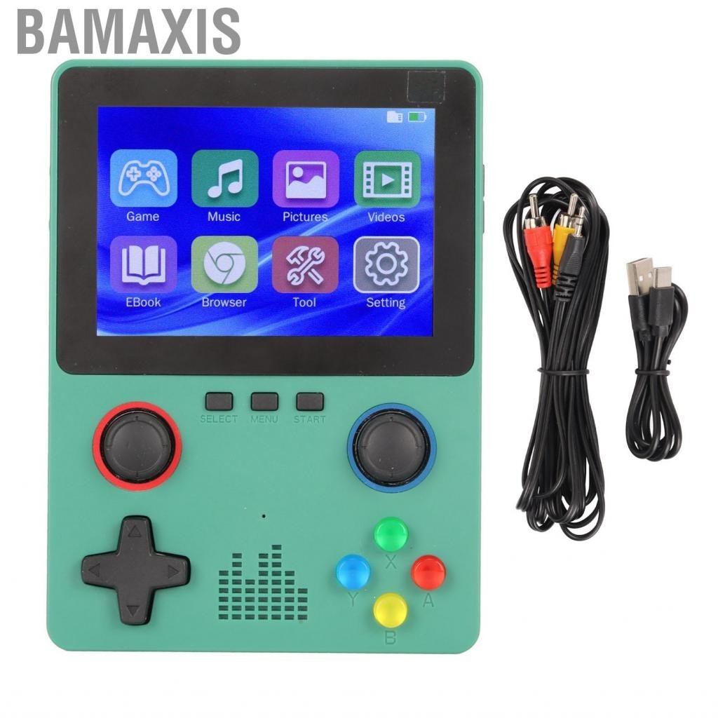 Bamaxis Portable Gaming Console 3.5in IPS Screen Support TV Output Handheld Game Dual 3D Joystick 32GB Memory Card for Adults