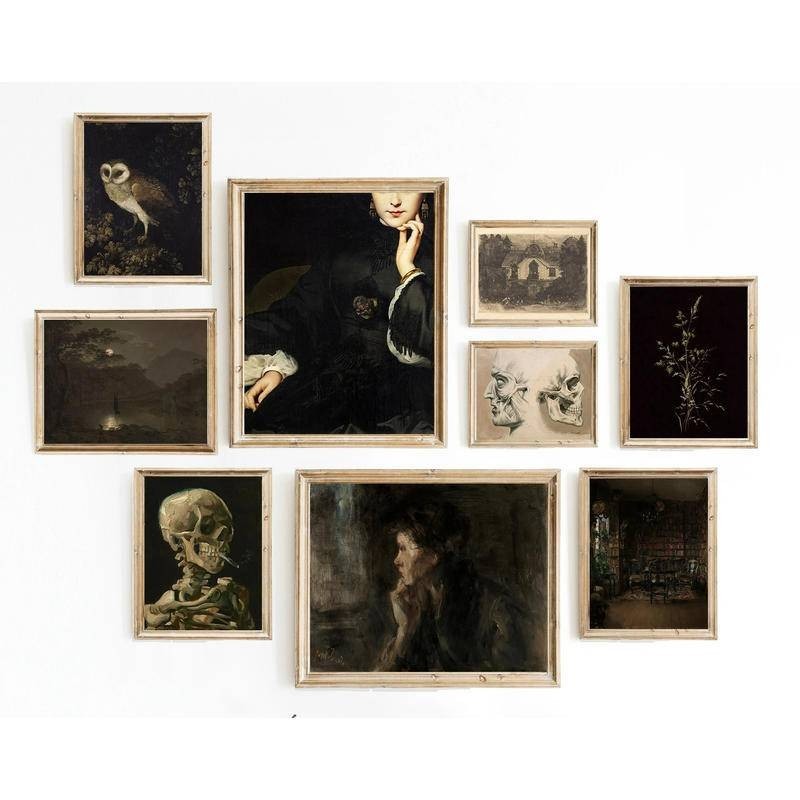 โปสเตอร์ผ้าใบ พิมพ์ลาย Dark Academia Gallery สไตล์วินเทจ| พิมพ์โบราณ | ชุดผนัง Moody Gallery | ภาพวาดวิคตอเรีย | สติกเกอร์ติดผนัง พิมพ์ลาย Dark Academia สําหรับตกแต่งบ้าน