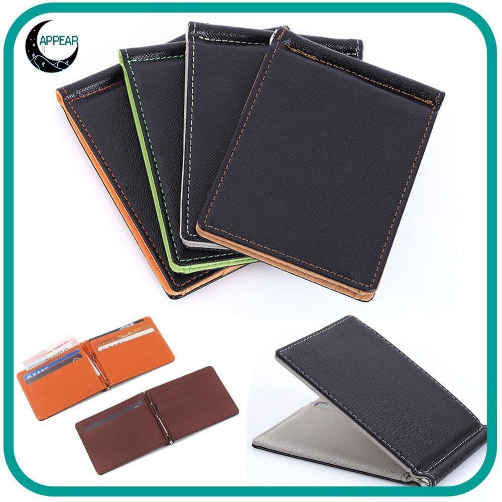 Appear กระเป๋าสตางค์หนัง PU แบบบาง พับได้ ใส่เงินได้ สําหรับผู้ชาย