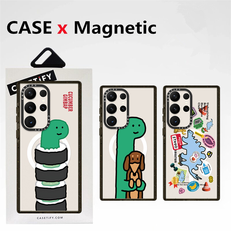 เคสโทรศัพท์มือถืออะคริลิคแข็ง แบบใส กันกระแทก ลายไดโนเสาร์น่ารัก พร้อมกล่อง สําหรับ Samsung Galaxy S24Ultra S23 S22 Ultra