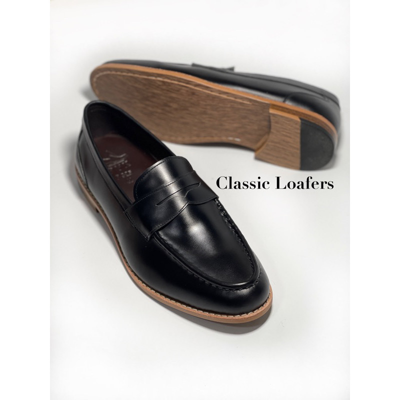 รองเท้าข้าราชการ Classic Loafers เปลี่ยนไซส์ฟรี รองเท้าคัชชูหนังแท้ สีดำ รุ่นพรีเมี่ยม ใส่ออกงาน งานพิธี หรือใส่ทำงาน