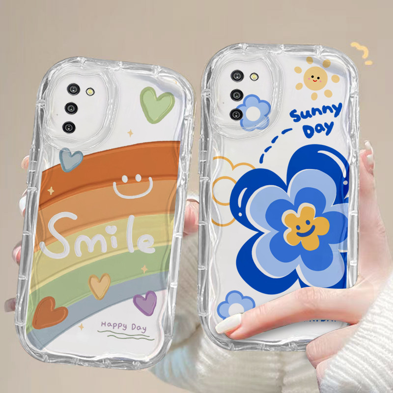 เคส Samsung A02S A03S ซัมซุง Galaxy เคสโทรศัพท์ใส นิ่ม ความรู้สึกสูง แฟชั่น หยัก เคสโทรศัพท์ใส สายรุ้ง ดอกไม้