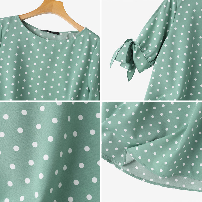 Zanzea เสื้อเบลาส์ คอกลม ลายจุด สไตล์วินเทจ สําหรับผู้หญิง - รูปที่ 7