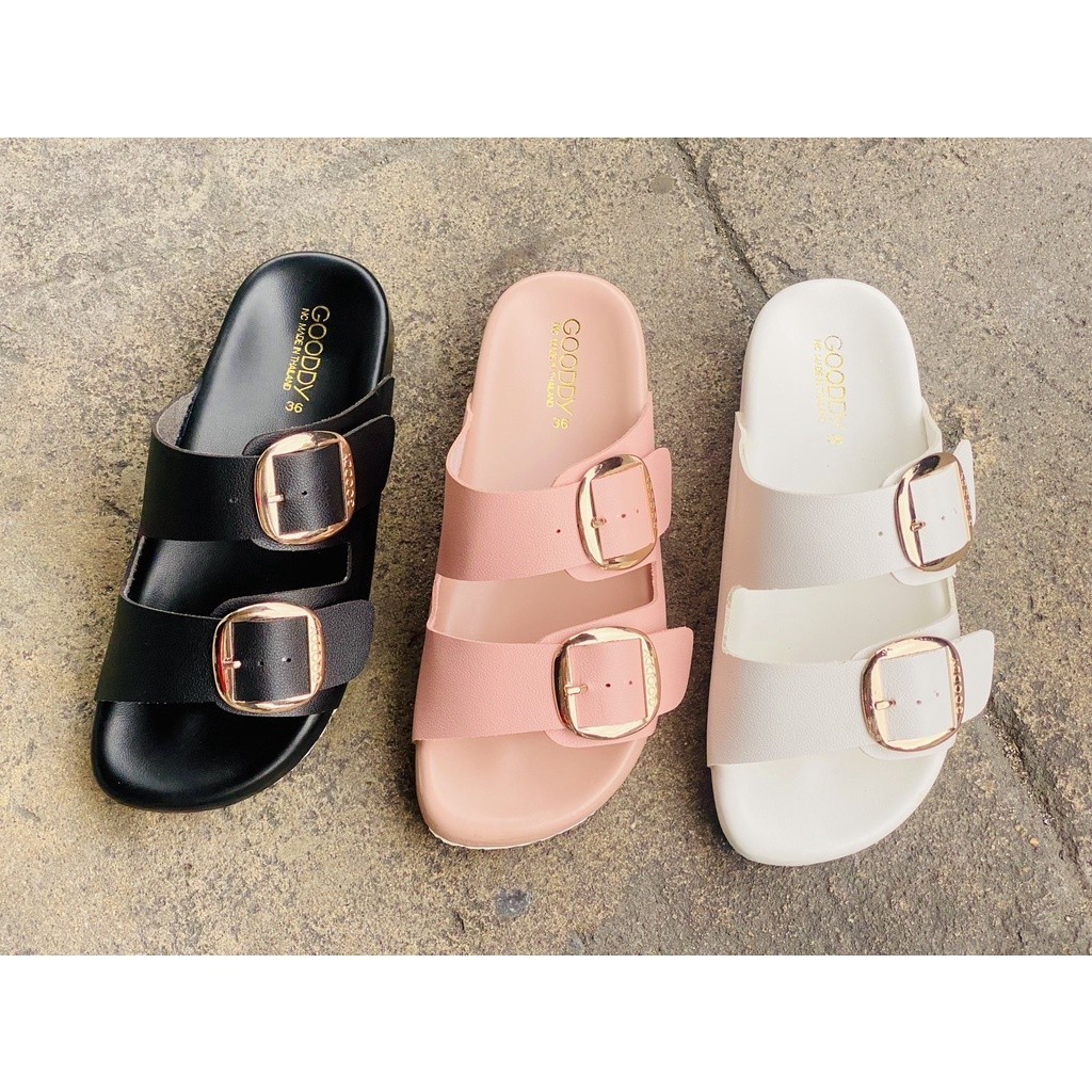 พร้อมส่ง รองเท้าแตะสไตล์วินเทจ สายเข็มขัด ปรับสายได้ แฟชั่น แตะไบเก้นหนานิ่ม