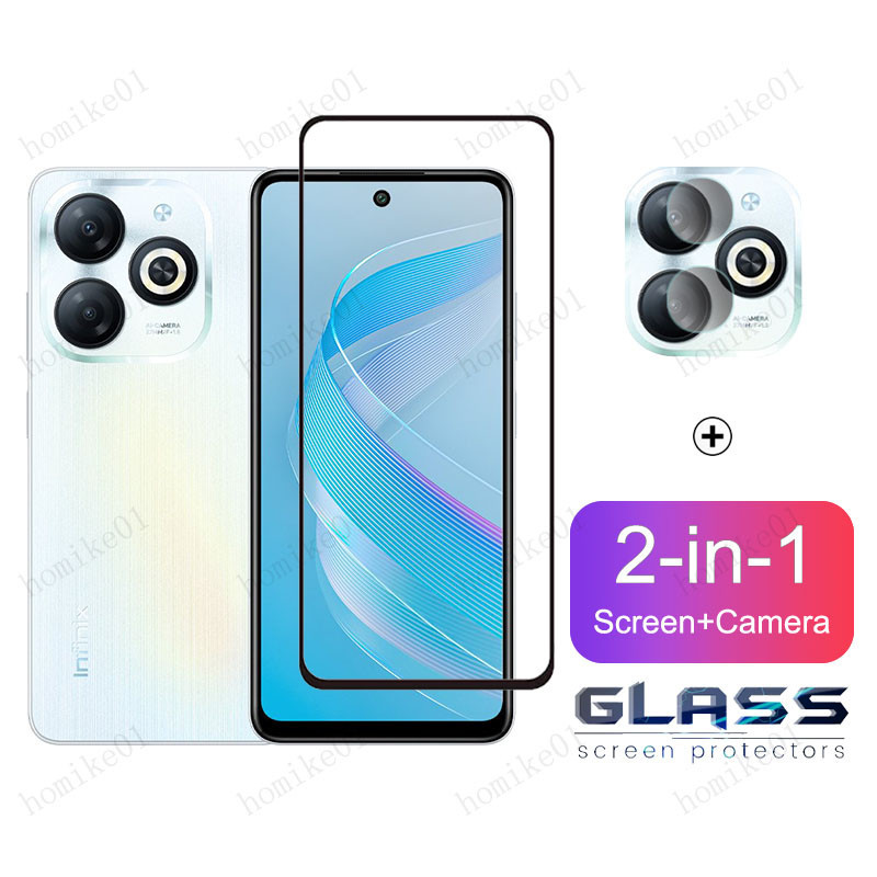 2 in 1 ฟิล์ม Infinix Smart 8 Plus ฟิล์มกระจก HD ฟิมล์กระจก Infinix Smart 8 Pro 7 6 HD Plus 5 Note 12 G96 30 Pro 5G 4G Hot 30 20 12 11 10 9H เลนส์กล้อง