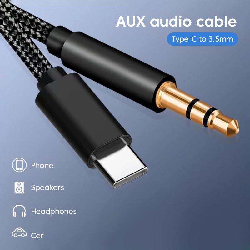 สายแปลงเสียง DAC USB-C เป็น 3.5 มม. ถัก สําหรับรถยนต์ ใช้ได้กับ iPhone 15, Xiaomi