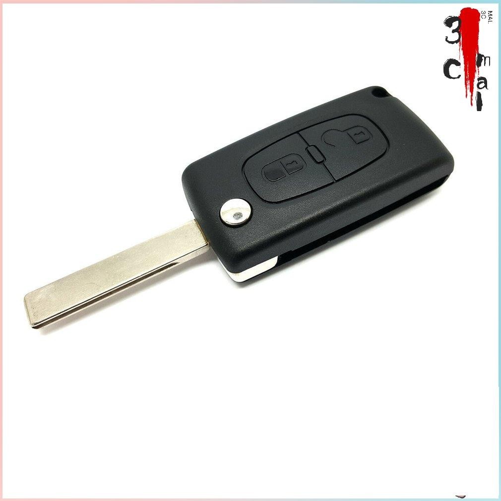 เคสกุญแจรถยนต์ แบบพับได้ 2 ปุ่ม อุปกรณ์เสริม สําหรับ Peugeot 207 307 407 308
