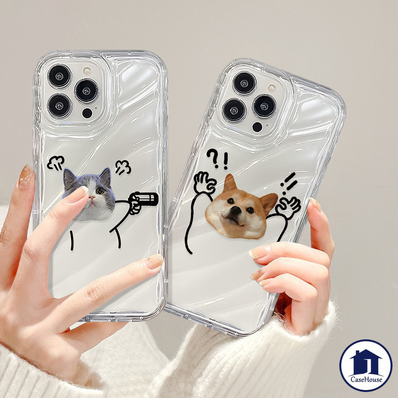 ส่งจากไทย แมวสุนัขน่ารัก อีโมจิ กันกระแทก เคสอ่อน เข้ากันได้สำหรับiPhone 11 13 12 14 15 Pro Max XR 7 8 6 6s Plus X XS