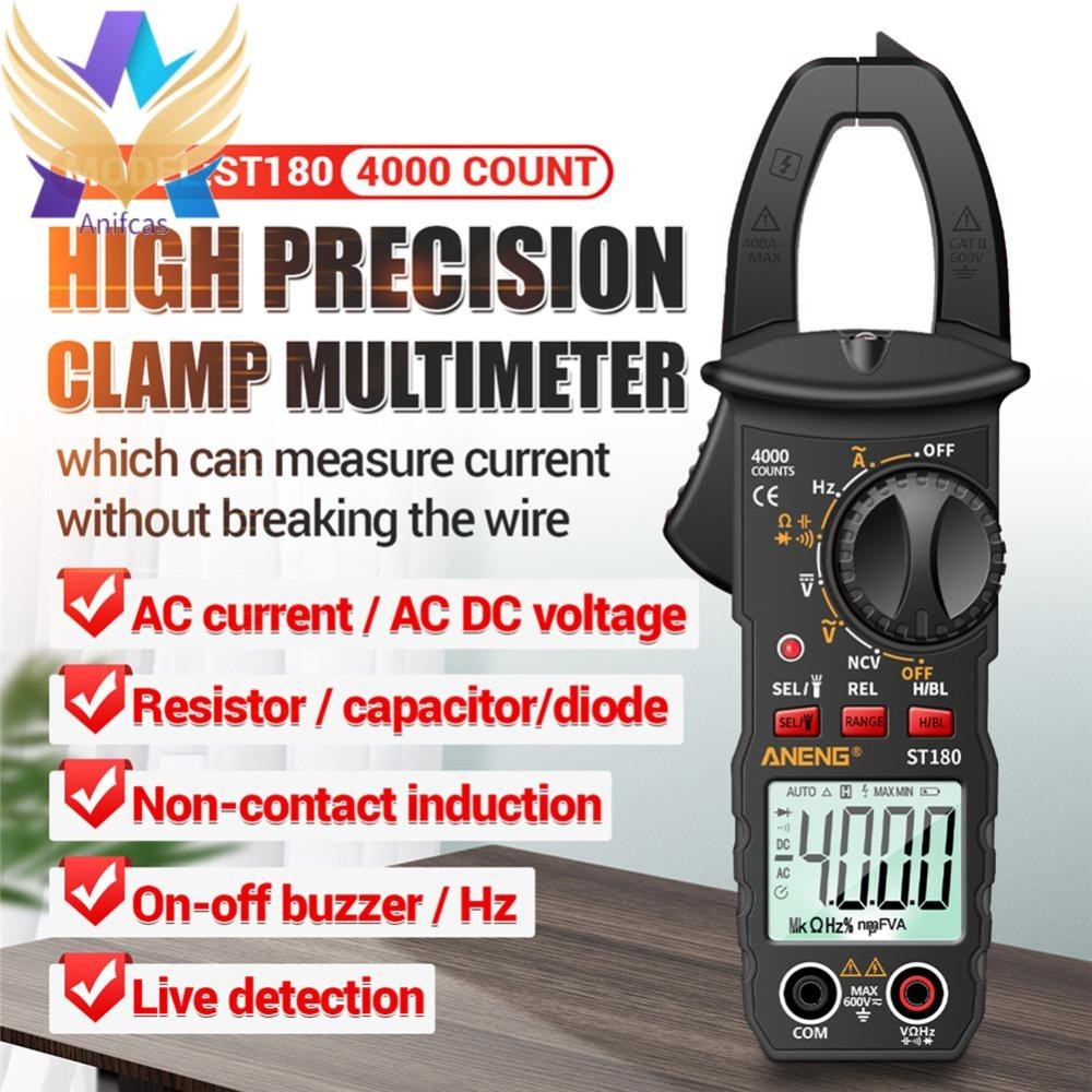 【จัดส่งในพื้นที่】แคลมป์มิเตอร์ดิจิทัล St180 นับ 4000 ครั้ง AC โอห์ม NCV