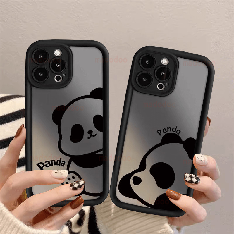 เคส OPPO Reno 12 11 F 11F 10Pro+ Plus 10 Pro 8T 7Z 8Z 8 7 5Z 6Z 6 5F 5 4F 4 Lite F7 A79 5G A78 A38 4G A98 A77 A76 A96 A18 A74 A73 2020 A94 A93 A83 F11 F9 Neo 9 A1 A57 A37F A39 A37 Cute Black Panda Silicone Anti-fall Soft Phone Case JT 12