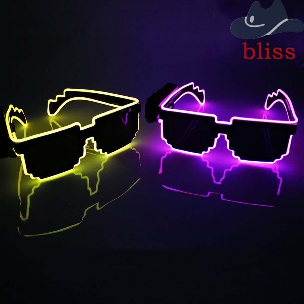 Bliss แว่นตาคอสเพลย์ เรืองแสง LED EL Wire 8 Bit หลากสีสัน สําหรับตกแต่งปาร์ตี้ บาร์