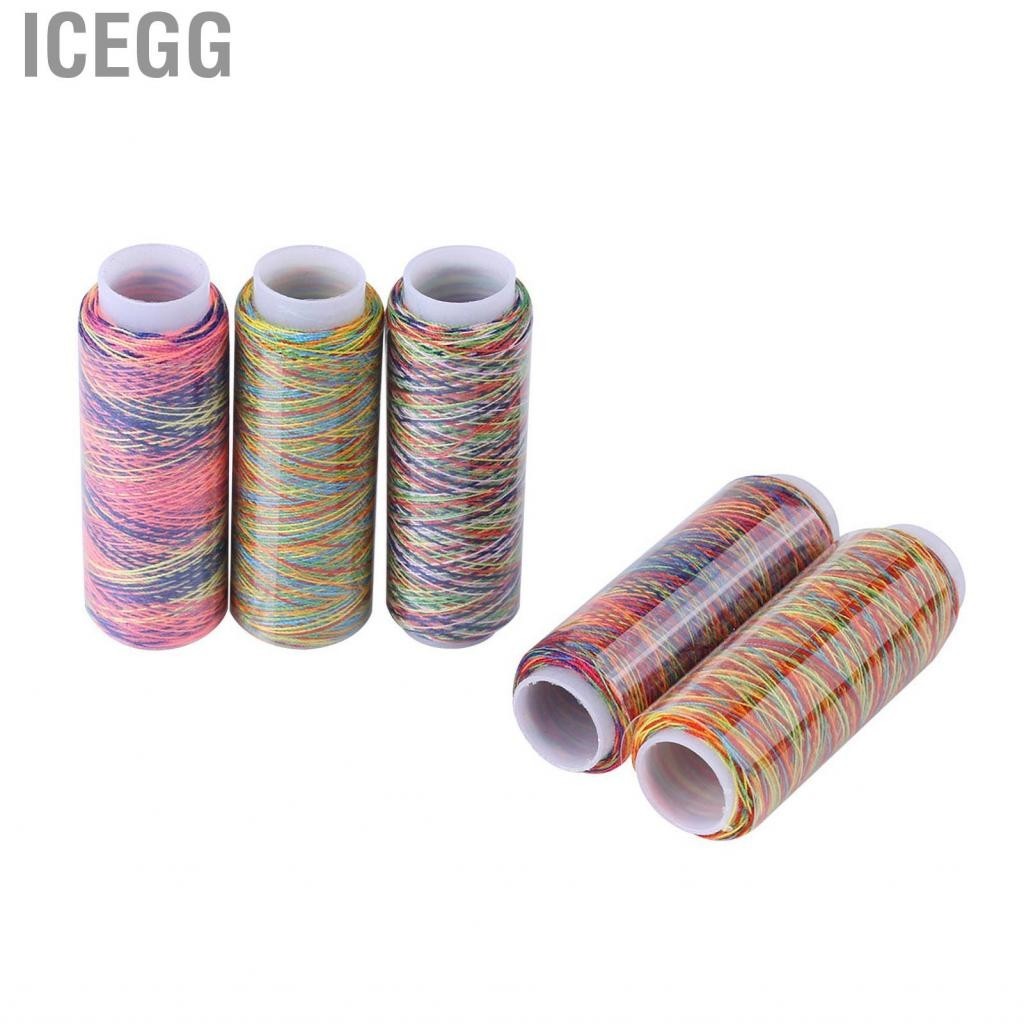Icegg Multicolor Thread Set 5 Spools Of Polyester Yard Variegated HG