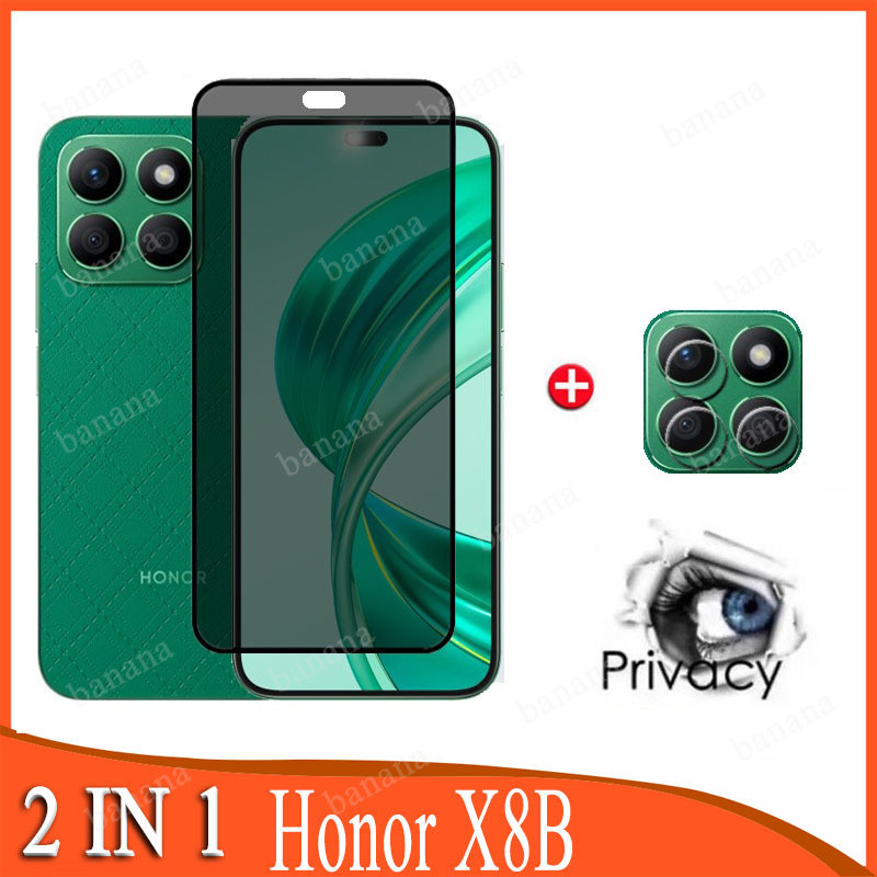 2 in 1 กระจกนิรภัยกันรอยหน้าจอ กันส่อง เพื่อความเป็นส่วนตัว สําหรับ Honor X8b Honor X8b X7b X8a X7a X6a 5G