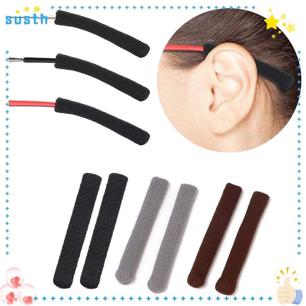 Susth ปลอกสวมปลายขาแว่นตา ผ้าวูล กันลื่น อุปกรณ์เสริม สําหรับผู้ชายและผู้หญิง 1 คู่