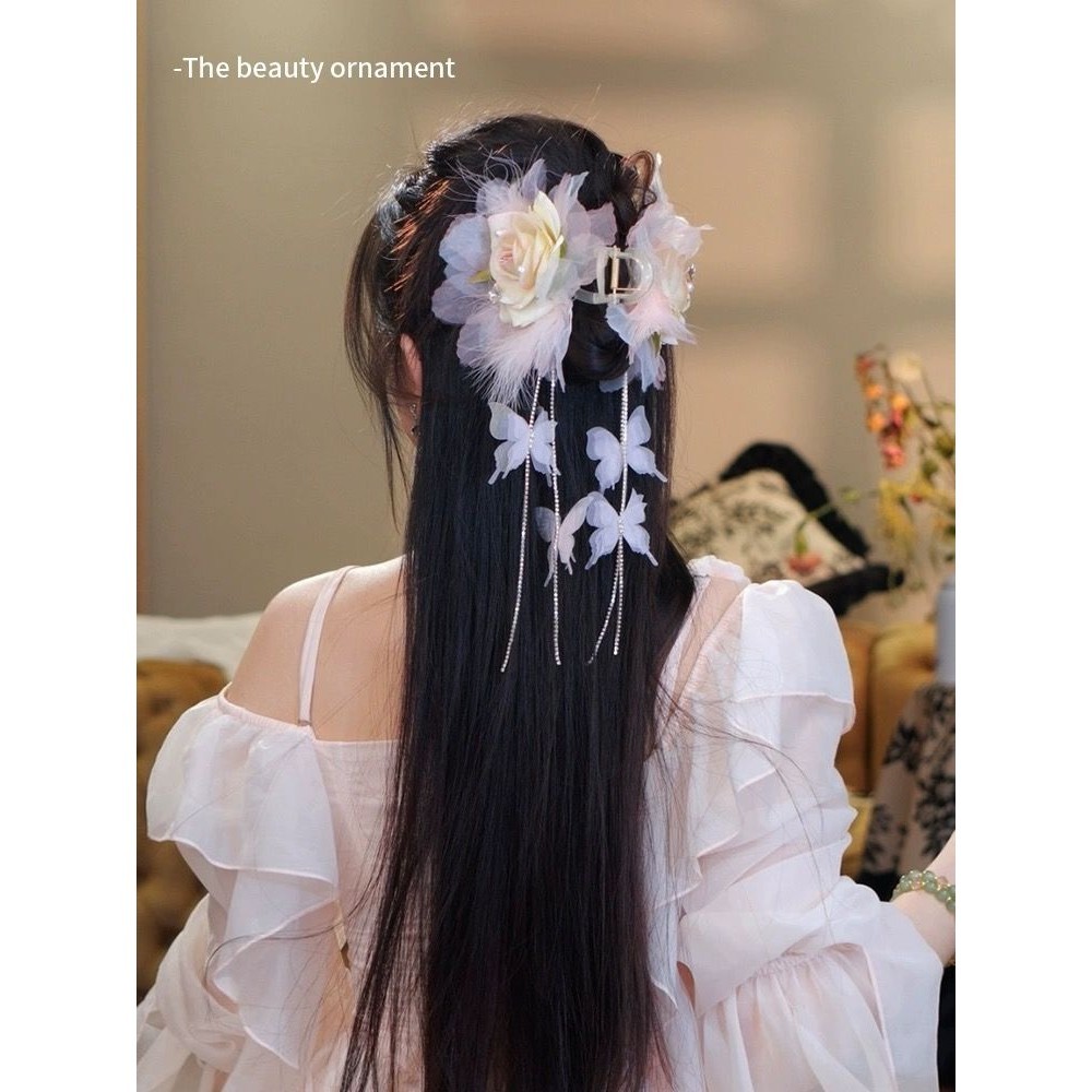 ใหม่ กิ๊บติดผม รูปขนนก ผีเสื้อ ดอกไม้ ฉลาม ประดับพู่ ระดับไฮเอนด์ เข้ากับทุกการแต่งกาย สไตล์จีน แฟชั่นสําหรับผู้หญิง