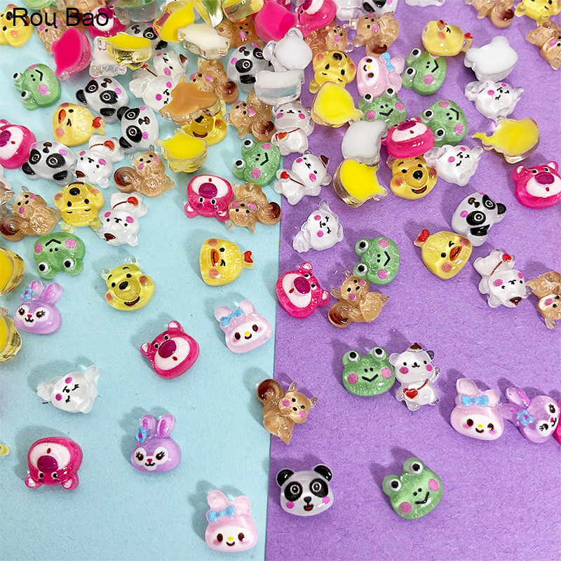 อุปกรณ์ตกแต่งเล็บ รูปสัตว์น่ารัก 3D ชุดละ 50 ชิ้น