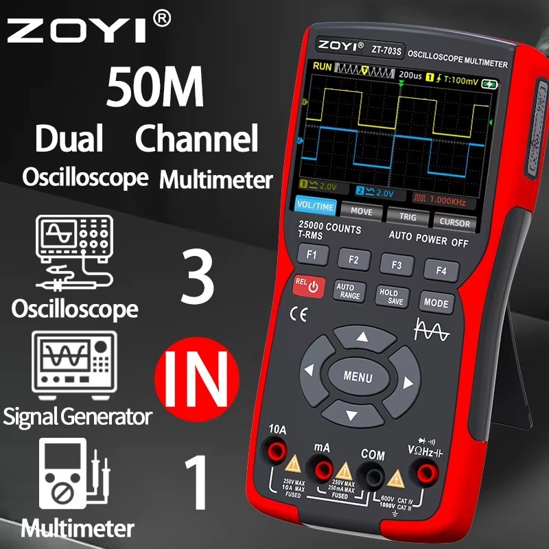 Zoyi Digital Oscilloscope มัลติมิเตอร์เครื่องทดสอบทรานซิสเตอร์ 50MHz Bandwidth 280MS Sampling Rate ราคา ถูกที่สุด ดีลบีเคเค