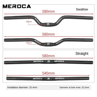 VOIDZY จักรยาน Riser Handlebar, 25.4X540/580 มม.อลูมิเนียมแฮนด์จักรยาน,ทนทาน MEROCA ตรง/เลื่อนชิ้นส่วนจักรยานสําหรับเสือภูเขา