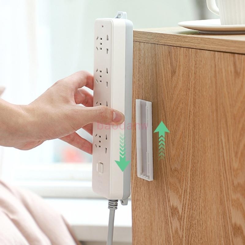 Bdw Self-Adhesive Power Strip Holder Fixator ติดผนัง Plug-In Socket Fixer Bracket Stand Punch-ฟรีสาย Organizer