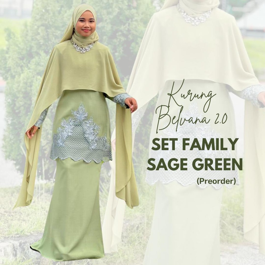 ชุดเต็มครอบครัว BAJU RAYA KURUNG BELVANA 2.0 โดย ALLIN