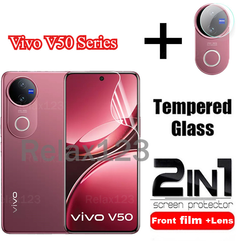 Vivo V50 5G 2in1 ฟิล์มไฮโดรเจลด้านหน้าและฟิล์มเลนส์สําหรับVivo V50 5G VivoV50 Vivo V 50 5G 2025 2in1