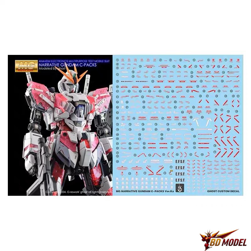 ✅พร้อมส่ง🔥 ดีคอลน้ำ DECAL [GHOST] MG 1/100 Narrative C-Packs Ver.Ka สะท้อนแสงแบล็คไลด์