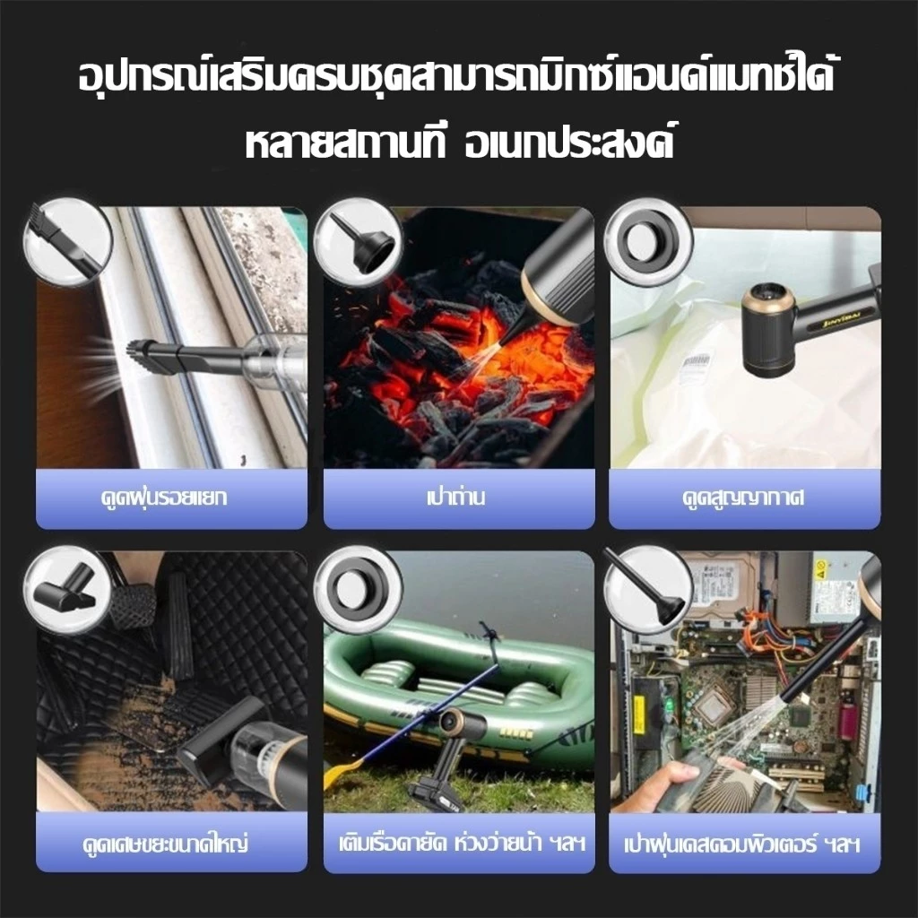 เครื่องดูดฝุ่นไร้สาย 13in1 1200W 128000Pa สำหรับรถยนต์ thumbnail 9