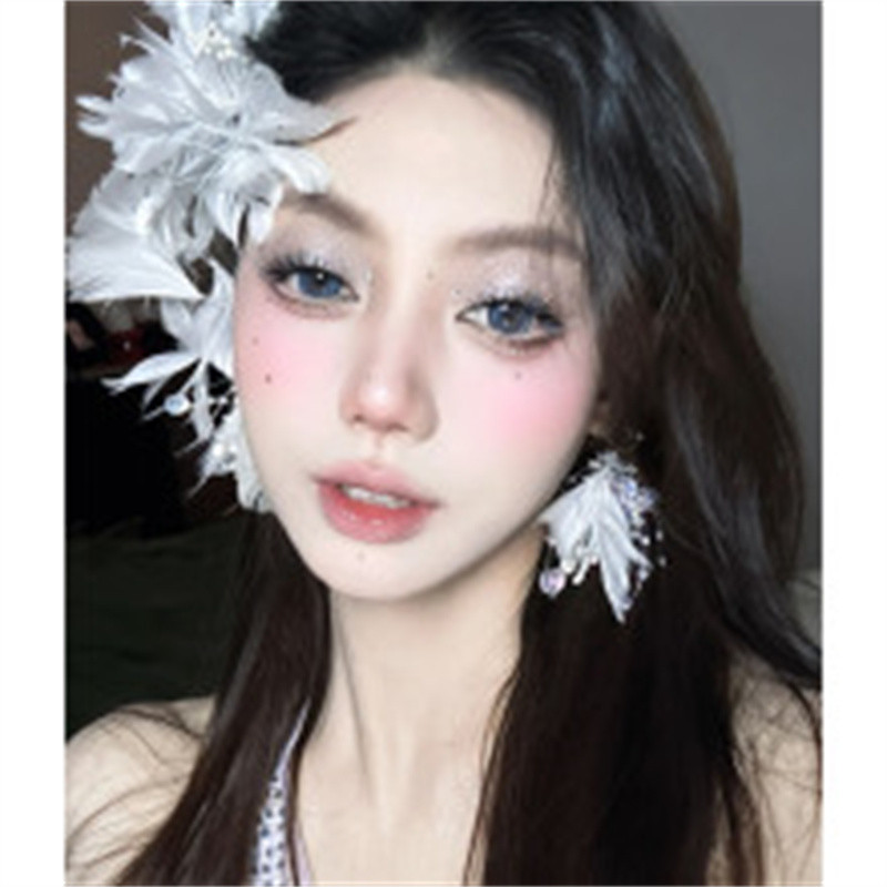 Glacier Beauty สีขาว Super Immortal Feather ดอกไม้ Hairpin หญิงเจ้าสาวชุดแต่งงานอุปกรณ์เสริมผม High 