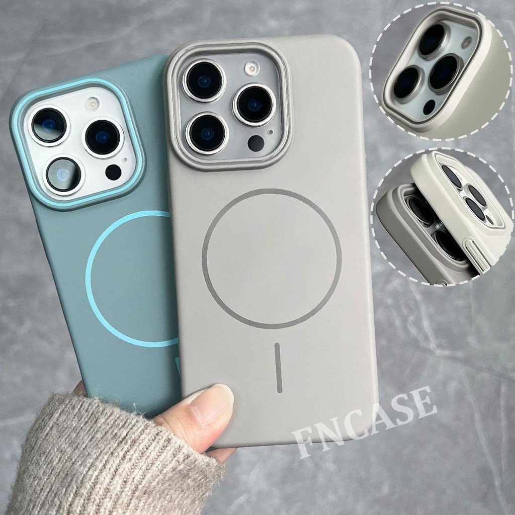 ใหม่ocean Blue Fine Linesแหวนแม่เหล็กSkin-feel MatteสําหรับiPhone 11 12 13 14 15 16 PRO MAXกรณี14/15/16 PLUSป้องกันกล้องEnclosed PC Hardปกหลัง
