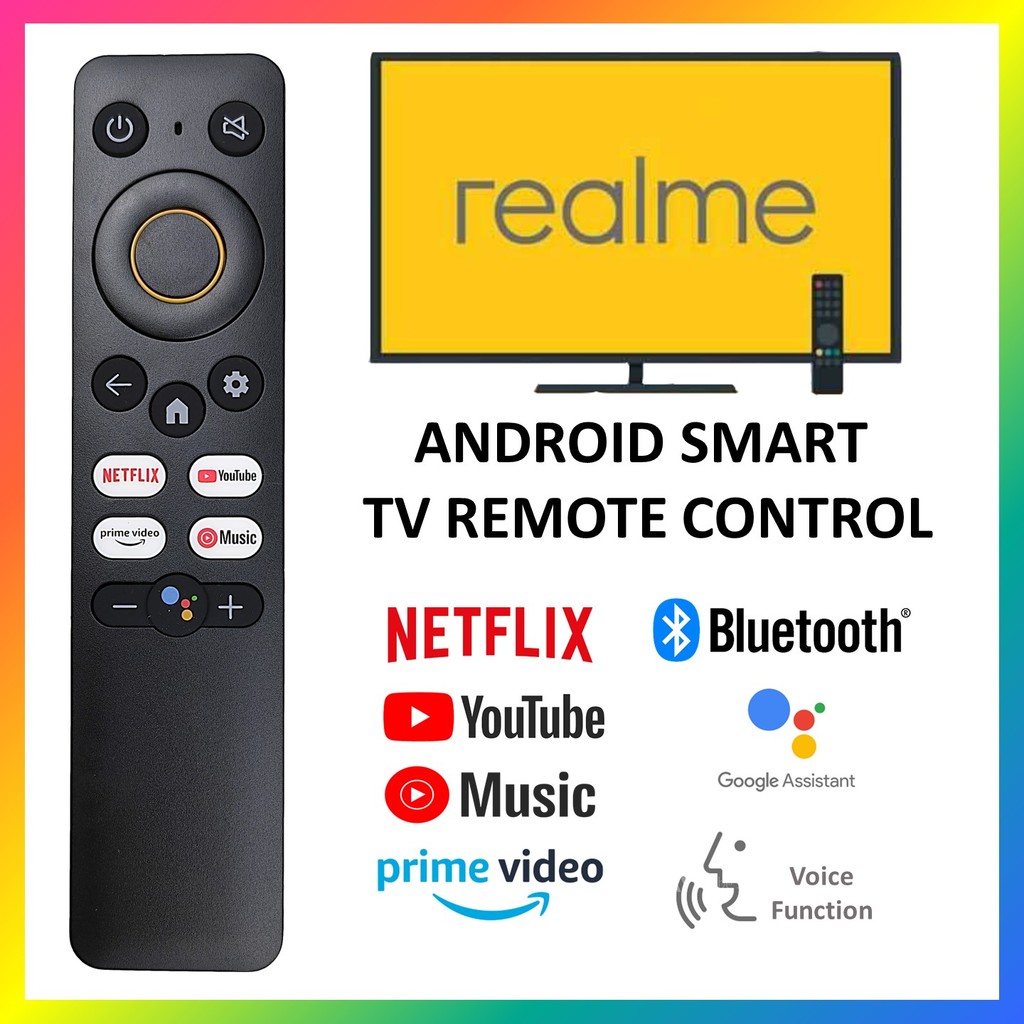 REALME TV Stick รีโมทคอนโทรลทดแทนพร้อม Netflix, YouTube, Prime Video, ปุ่มเครื่องเล่นเพลง