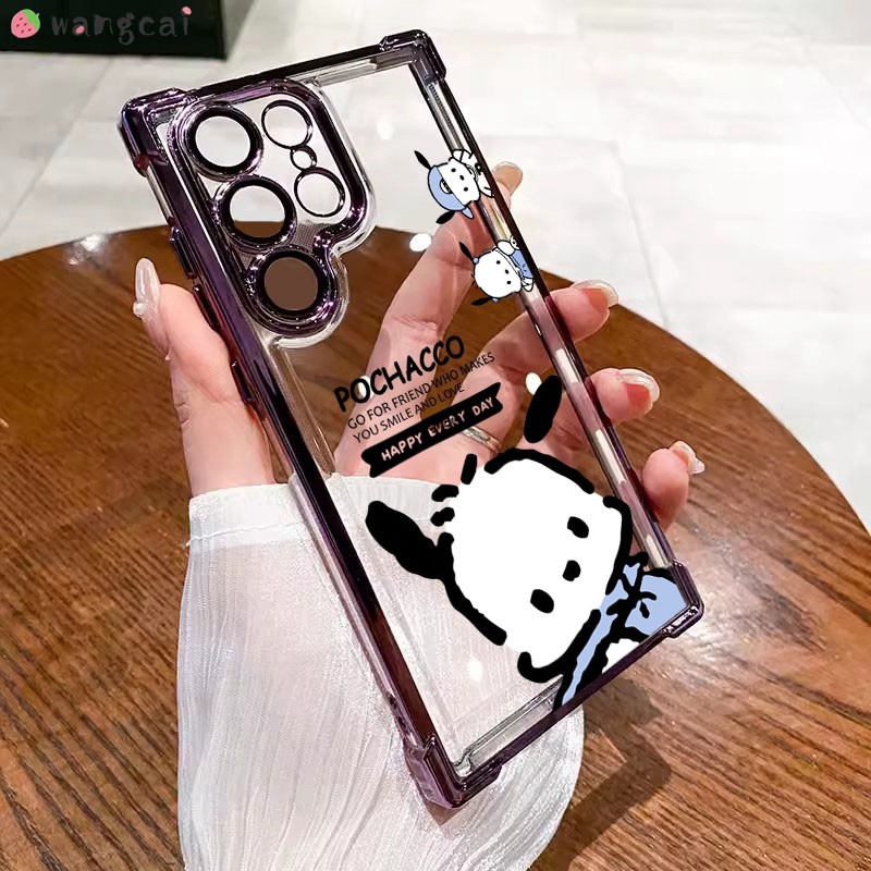 SAMSUNG สําหรับsamsung Galaxy A73 A53 A33 A36 A35 A34 A32 A23 A25 A24 A22 4G 5Gเคสโทรศัพท์Pochaccoสุนัขลูกสุนัขน่ารักการ์ตูนชุบหรูหราแฟชั่นโปร่งใสปลอกอ่อนกรณีฝาหลัง