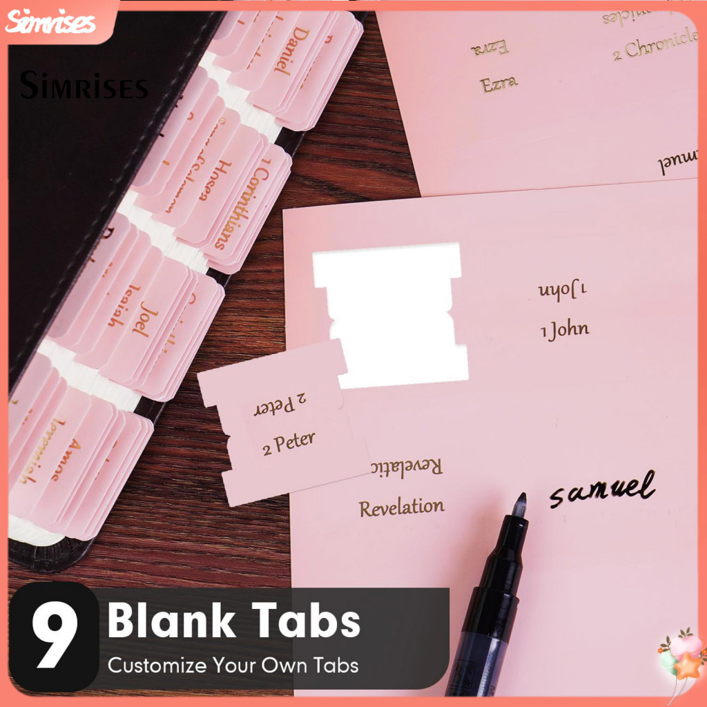 ซิม| ป้ายหนังสือปั๊มร้อนสีชมพู Rose Golden Bible Index Tabs Custom Bible Index Tabs ชุดป้ายกันน้ําทน