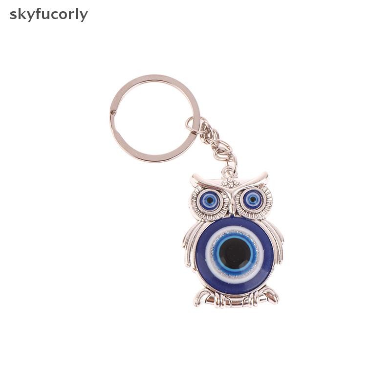 [SKY] Blue Evil Eye Owl Lucky Charm พวงกุญแจรถจี้กุญแจรถสัตว์แฟชั่นพวงกุญแจผู้ถือกระเป๋าอุปกรณ์เสริมเครื่องประดับ VN
