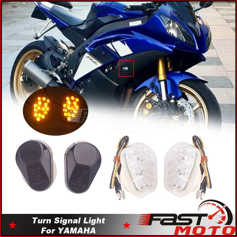 Mf LED Turn Signals Indicators For Yamaha R1 R6 R6S FZ6 FZ1 FZ Fazer E-Marked Side Mount Front Flush