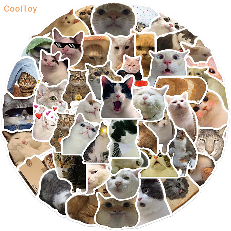 Cooltoy ขายดี สติกเกอร์ ลายกราฟฟิติสัตว์ แมว MEME สําหรับติดตกแต่งโน้ตบุ๊ก แล็ปท็อป 50 ชิ้น