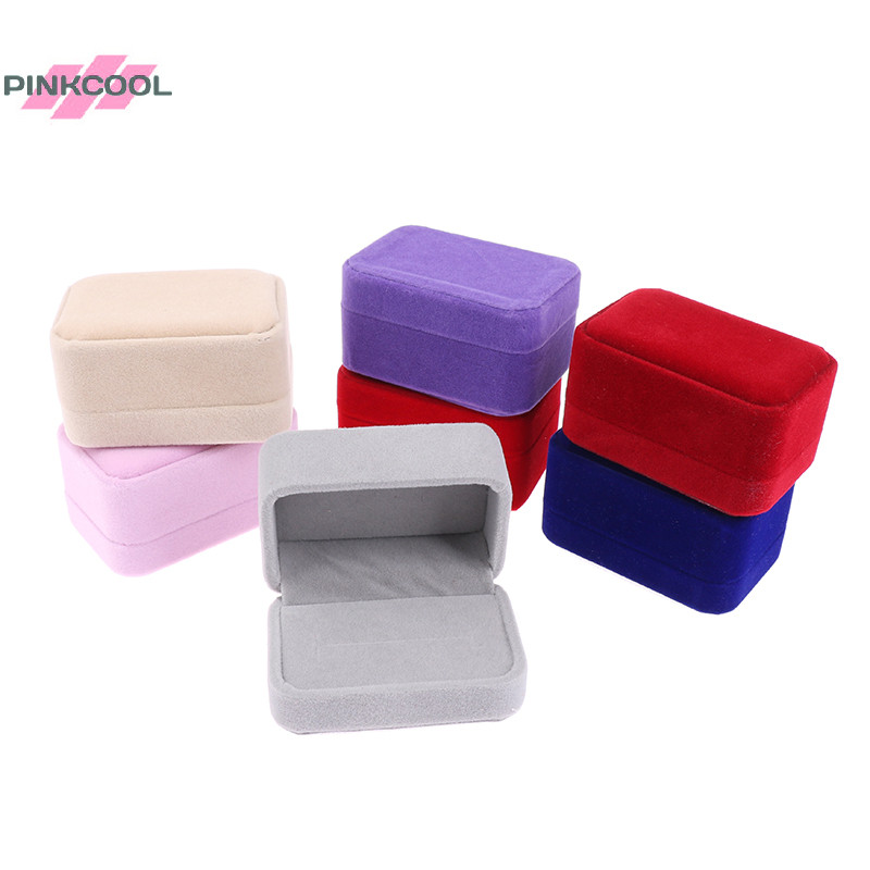 Pinkcool กล่องกํามะหยี่ ทรงสี่เหลี่ยม สําหรับใส่เครื่องประดับ แหวนคู่รัก ขายดี