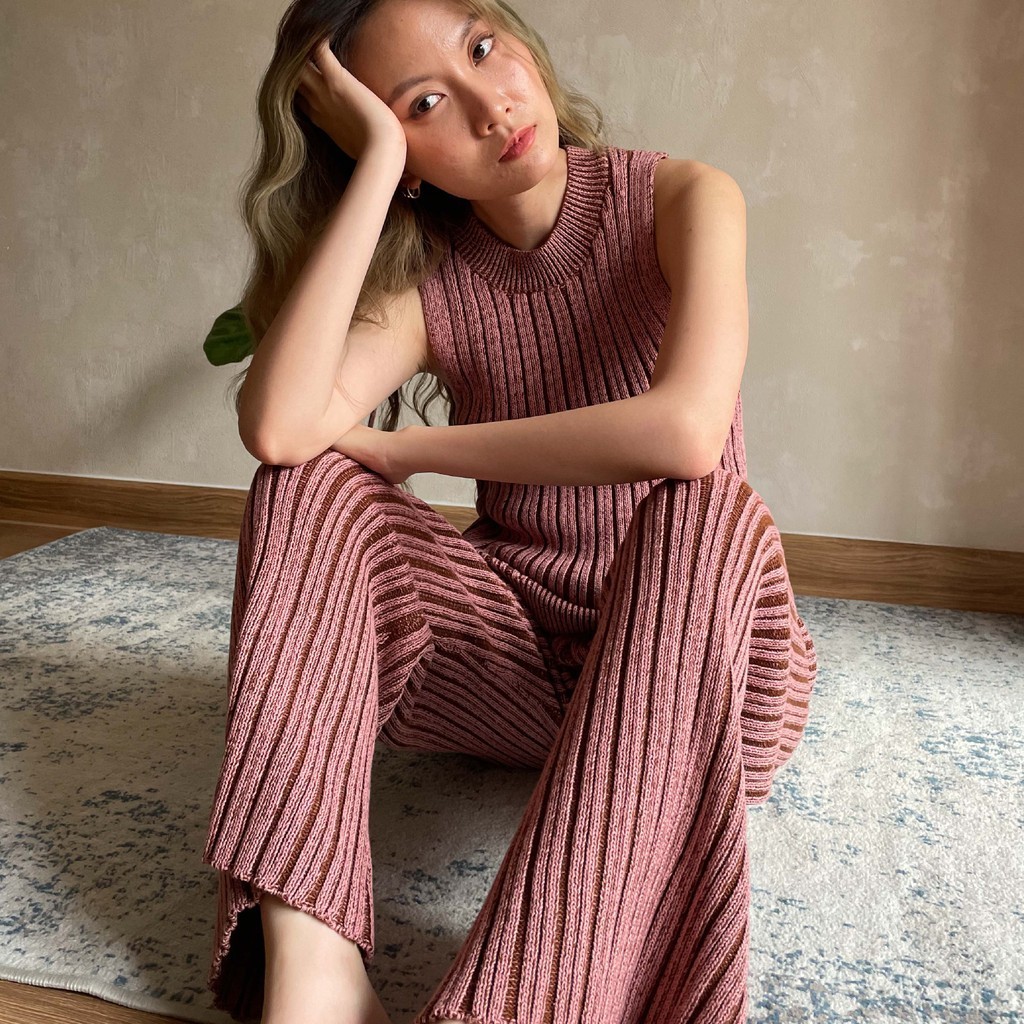 knitCircle - COCONUT Knit Trousers (5 สี) กางเกงไหมพรมขายาว ลายทอพิเศษ ทอนูน สลับสองสี เนื้อผ้าหนานุ่ม