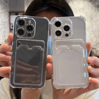 เคสใส่บัตร เคสใสใส่บัตรได้ สำหรับ รุ่น เคส For iPhone 17 11 16 13 15 12 14 Pro Max XR 7 8 Plus XS Max เคสไอโฟน เคสมือถือ